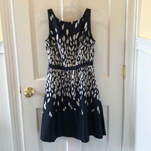LOFT Navy Blue and White Dress
